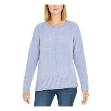STYLE & COMPANY Womens Blue Heather Long Sleeve Blouse Petites Size: PL
