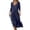 Navy, variant on Wdgfv Womens Cotton Linen Dress Casual Button Down Flowy Plus Size Maxi Dresses 3/4 Pleated Sleeve Shift Dress with Pocket