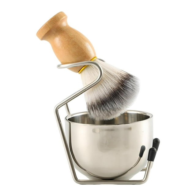 lionlar Brosse de Rasage pour Hommes Gobelet de Rasage avec Support Manche en Bois pour pour Soins de la Barbe Style Robuste A