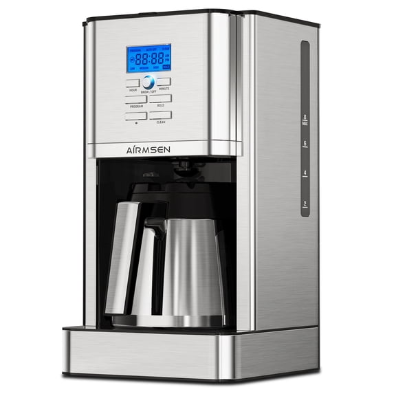 AIRMSEN Stainless Steel 8 Cup Coffee Maker, with Thermal Carafe, Self-Cleaning Function