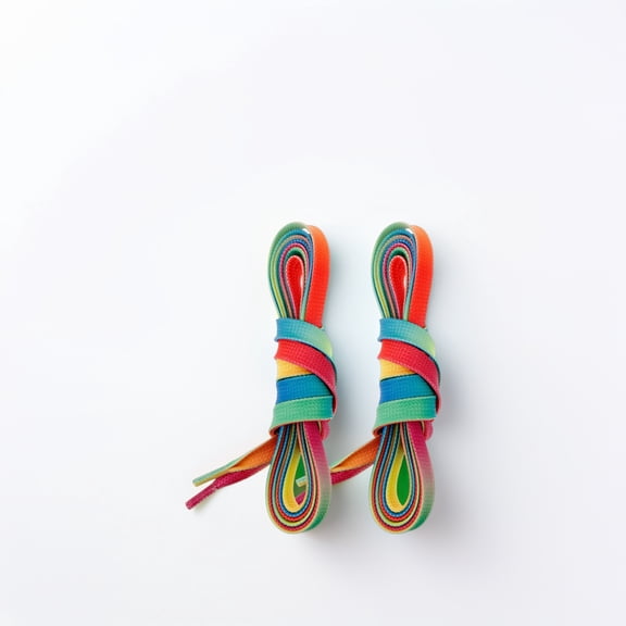 WHAMVOX Rainbow Gradient Waxed Shoelaces for Hockey and Skate Shoes Waterproof Flat Polyester Multi 2pcs