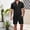 Suit-573Black, variant on Men's 2 Piece Shirt and Shorts Set Textured Quarter Zip Top Slim Fit Summer Suit Breathable Casual Smart Fashion Sport Streetwear Outfit