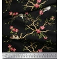 thumbnail image 3 of Soimoi Black Cotton Duck Fabric Floral & Franklin Gull Bird Print Sewing Fabric Yard 42 Inch Wide, 3 of 3