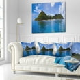 thumbnail image 2 of Designart Tropical Island at Seychelles Panorama - Modern Seascape Throw Pillow - 16x16, 2 of 4