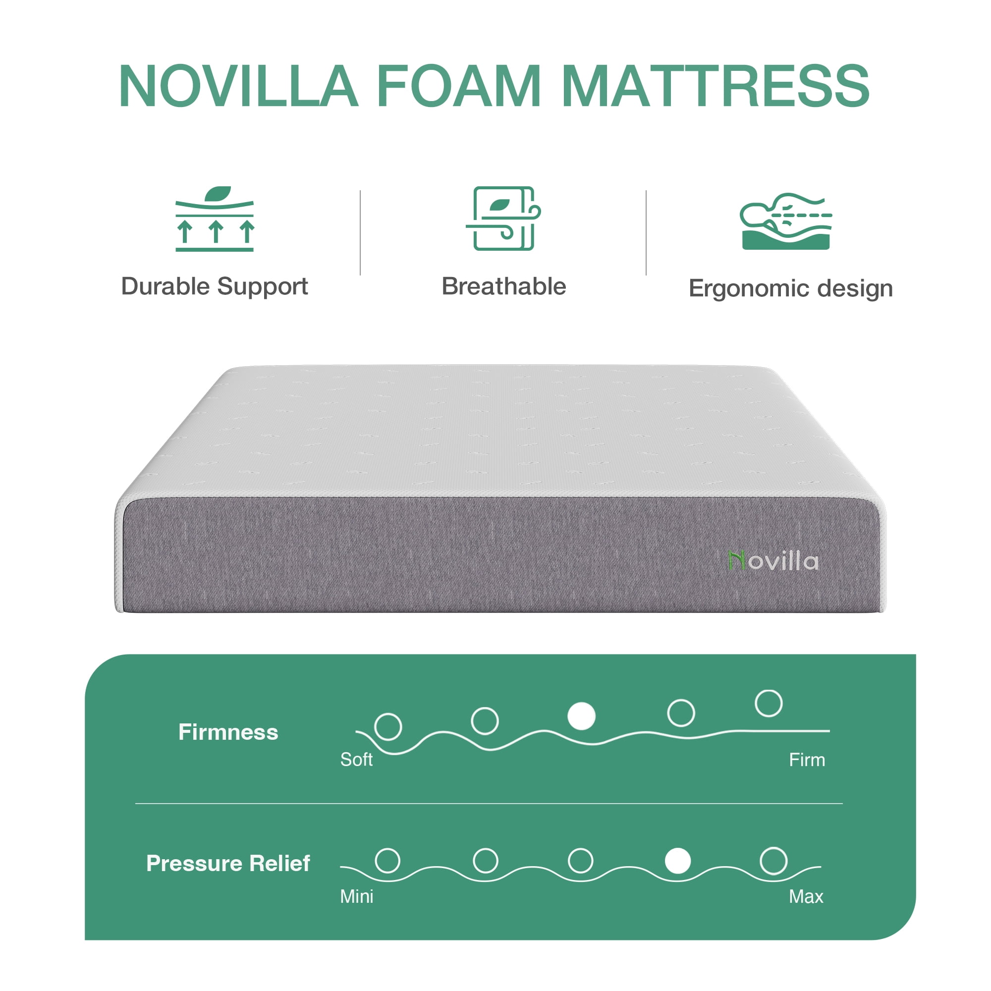 Novilla Repose 14" Firm Memory Foam Mattress, Full Size