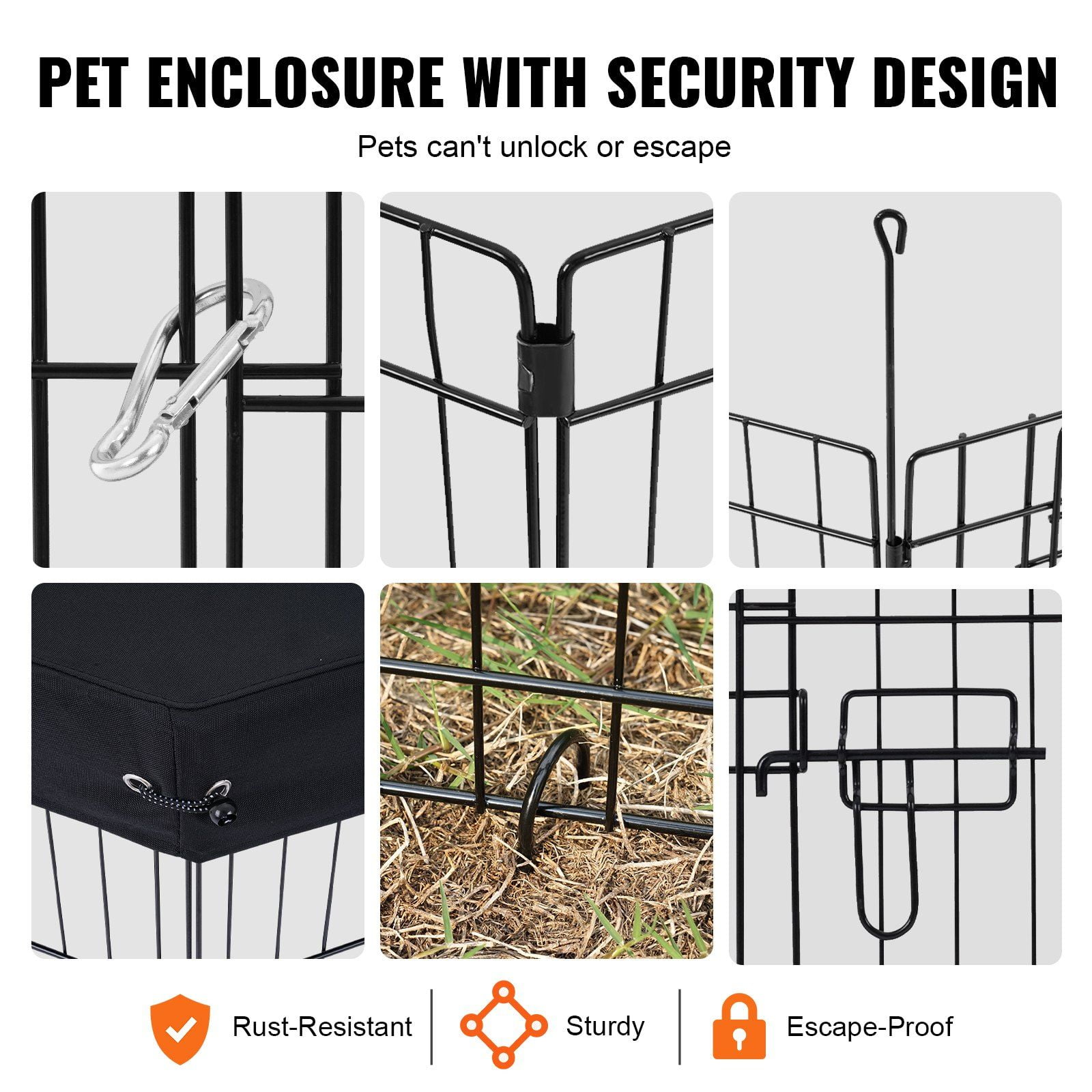 8 Panel 30 Inch H 24 Inch W Foldable Metal Dog Playpen with Door 600D Oxford Fabric Top Cover Indoor Outdoor Pet Exercise Pen for Dogs Cats Small Animals
