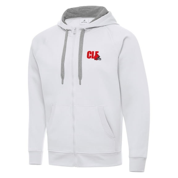 Men's Antigua White Cleveland Browns Victory Full-Zip Hoodie