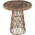 thumbnail image 1 of Table d'Appoint Ronde en Rotin avec Plateau en Verre Rond en Naturel, 1 of 3