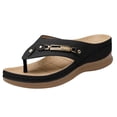 thumbnail image 3 of RotHome Thong Sandals for Women Casual Arch Support Slip On Buckle Strap Slippers Womens Flip Flops Summer Beach Sandals Waterproof Leather Shoes, 3 of 7