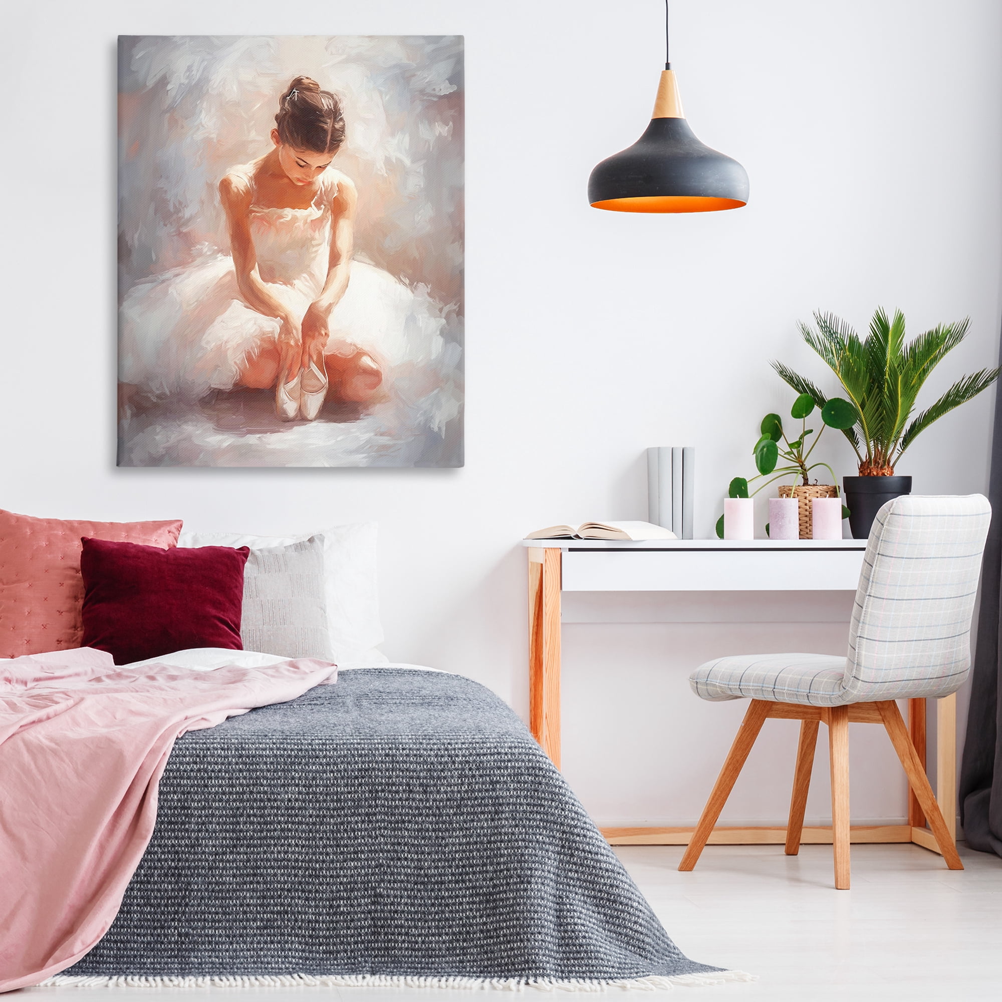 Stupell Industries Serene Ballerina Portrait Novelty Painting Gallery Wrapped Canvas Art Print Wall Art, 36 x 48