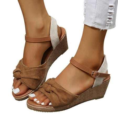 

KI-8jcuD Bubble Slippers Summer Women S Buckle Strap Bow Tie Flock Wedges Comfortable Beach Open Toe Breathable Sandals Shoes Casual Sandals For Women 8 Wide Womens Sandals Size 9 Fit Flops Sandals
