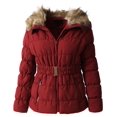 thumbnail image 1 of Ma Croix Womens Fur Lined Coat Belted Jacket Parka Quilted Faux Fur Insulated Warm Puffer Outerwear, 1 of 5