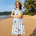thumbnail image 4 of Kdxio Butterfly Pattern Summer Dresses for Women Casual Tshirt Short Sleeve Floral Sundress Beach Cover Ups with Pockets, 4 of 6