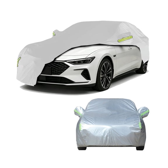 Aniceparthy Car Cover Fit for Sedan/MPV/SUV, Dust-Proof Protection, Oxford Cloth,w/ Reflective Strips,Waterproof All-Weather Rain Snow UV Sun Protector Indoor Outdoor (216.54*78.74*59.06 in), Silver