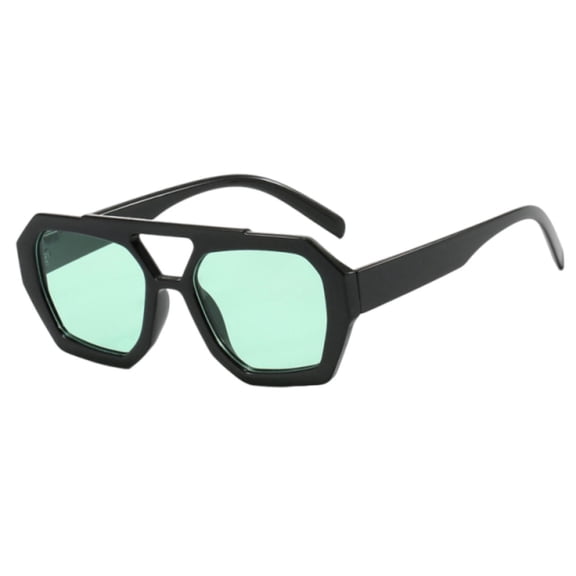 HEVRJEWJD Sunglasses for Women Thick Square Frame Double Bridge Sun Glasses for Cycling Hexagonal Thick Shades Square Sun Eyewear for Outdoor Adventure and Wind Black 14.5cm