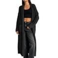 thumbnail image 3 of Lapel Womens Open Front Oversized Chunky Fuzzy Sweater Coats Long Cardigan, 3 of 6