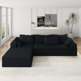 thumbnail image 2 of Modular L-Shaped Sectional Sofa Couch Set, Comfy 108" Upholstered Couch with 6 Pillows, Modern Free Combination Corner Sofa for Living Room Bedroom, Left Chaise, Black, 2 of 7