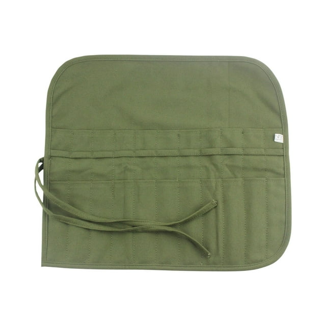Pochette de Rangement pour Pinceaux Roulables Vert Armée, Matériau Toile avec 22 Fentes pour Pinceaux Aquarelle en Acrylique à l'Huile, Conception Portable et Lavable