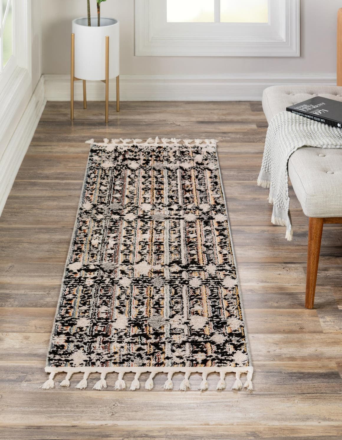 Hauteloom Naja Recycled Material Hallway, Kitchen Machine Washable Runner  Rug - Green, Brown, Ivory - 2'6 x 8' 