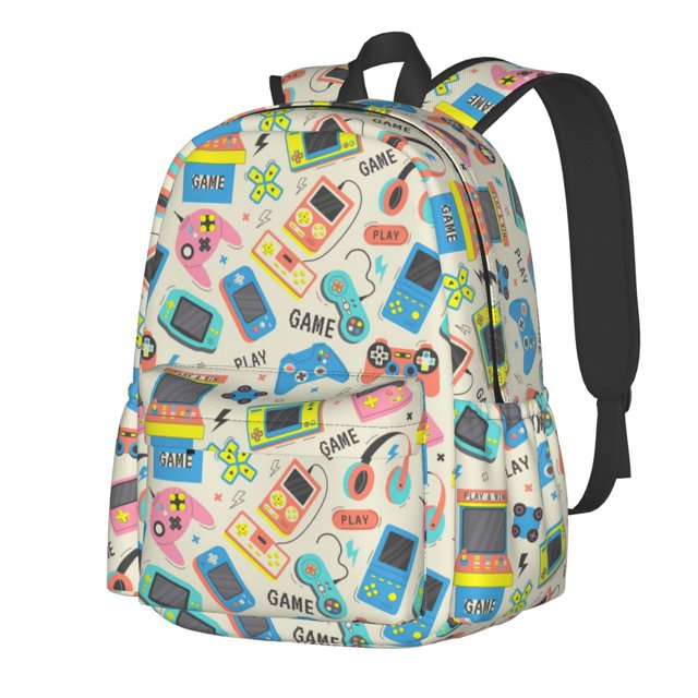 Disketp Playing Video Games Mochila Escolar de Gran Capacidad y Peso Ligero, Mochila de Viaje Ideal para Escuela, Trabajo y Uso Diario, Cómoda y con Estilo