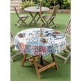 thumbnail image 3 of Outdoor Tablecloth with Umbrella Hole and Zipper, Octopus Coastal Round Table Cloth 54 Inch Waterproof Tablecloth, Beach Nautical Ocean Coral Seahorse Vintage Picnic Table Cover for Patio Camping, 3 of 7
