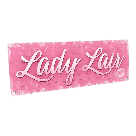 Lady Lair 4"x12" Metal Sign, Wall Décor for Bath and Laundry