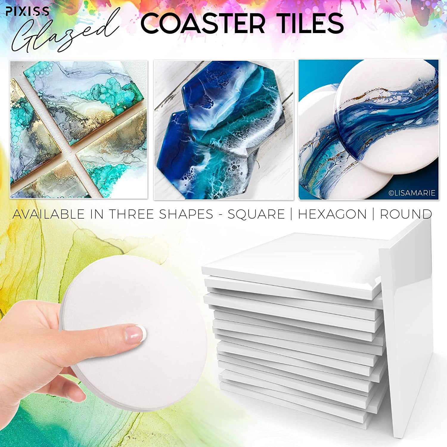 100 Pack Ceramic Tiles for Crafts Coasters, Ceramic White Tiles Unglazed  4x4 with Cork Backing Pads, Use with Alcohol Ink or Acrylic Pouring, DIY  Make Your Own …