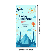 LUUFILx Personalized Retirement Banner with Airplane Camera Balloon and Star Elements Happy Retirement Decors Party Backdrop Photography Props Retirement Party Celebration Decorations
