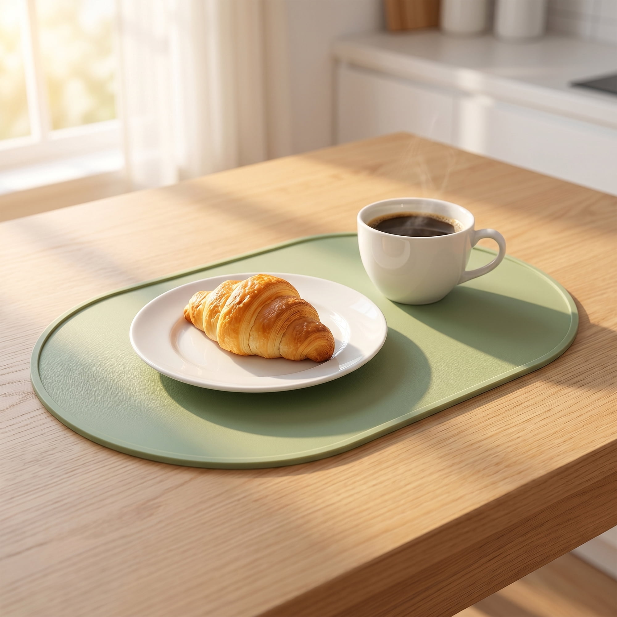 Unique Bargains 6 Pack Silicone Placemats for Kitchen Dining Table Decor Green