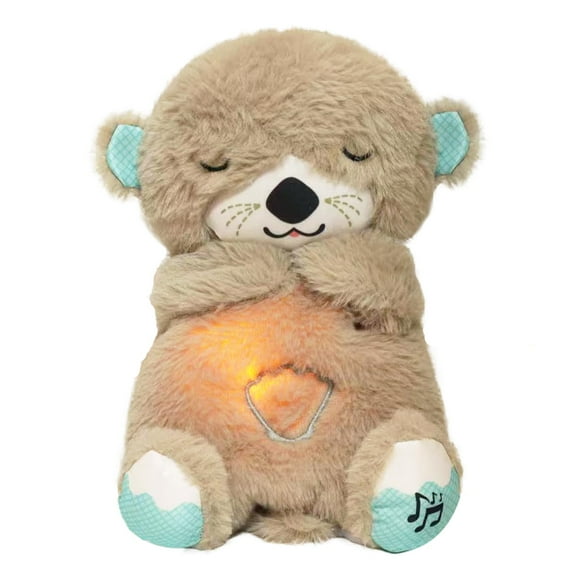 Miaobe Breathing Otter Soothe 'n Snuggle Otter with Breathing Movements and Music Breathing Soothing Otter Plush Doll Music Sleep Companion Sleep Aid (Battery Not Includ) (Apricot)