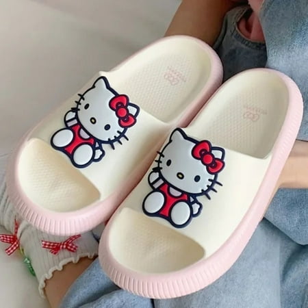 

Sanrio Hello Kitty Cinnamoroll Indoor Slippers Female Summer Home Non Slip Sandals Holiday Casual Beach Style Flip Flop Japanese