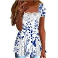 thumbnail image 2 of Floral Printed T Shirts for Women Short Sleeve Crew Neck Summer Tops Casual Loose Tee Navy XL, 2 of 7