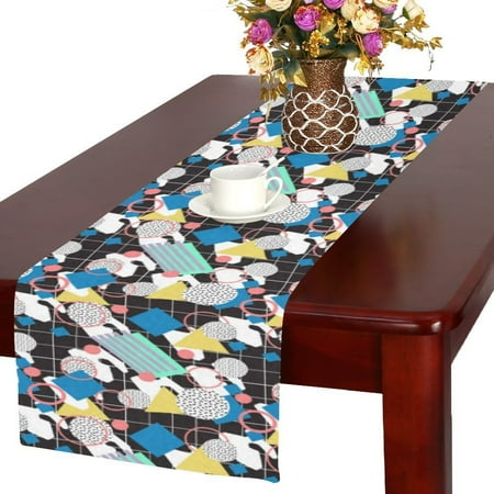 Memphis Runner - MYPOP New Geometric Shapes in Memphis Style Cotton Linen Table Runner 16x72 inches