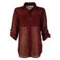 thumbnail image 2 of Women's Lace Print Button Down Blouse Shirt C XS, 2 of 4