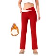 thumbnail image 5 of Ruimatai Women's High Waist Fleece Lined Leggings Straight Leg Pants Soft Velvet Thermal Winter Trousers Casual Comfortable Solid Color Fashion, 5 of 7