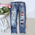 thumbnail image 2 of Women's Halloween Print Ripped Distressed Washed Skinny Jeans Gothic Denim Pants for Casual Outfits, 2 of 3