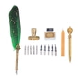 thumbnail image 1 of Calligraphy Feather Pen, Quill Pen Set Retro Elegance Glossy Writing Traditional Craft With Fire Lacquer Wax For Birthday For Business Green, 1 of 8