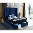 thumbnail image 4 of Meridian Furniture Kiki Solid Wood and Velvet Twin Bed in Navy, 4 of 9