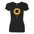 thumbnail image 2 of Sunflower Christian Faith Cross Inspirational/Christian Womens Slim Fit Junior Tee, Black, Small, 2 of 3