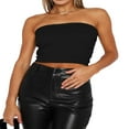 thumbnail image 1 of Women Ribbed Bandeau Tops Solid Color Summer Casual Sleeveless Backless Off-shoulder Crop Tops Streetwear Club Wear, 1 of 3