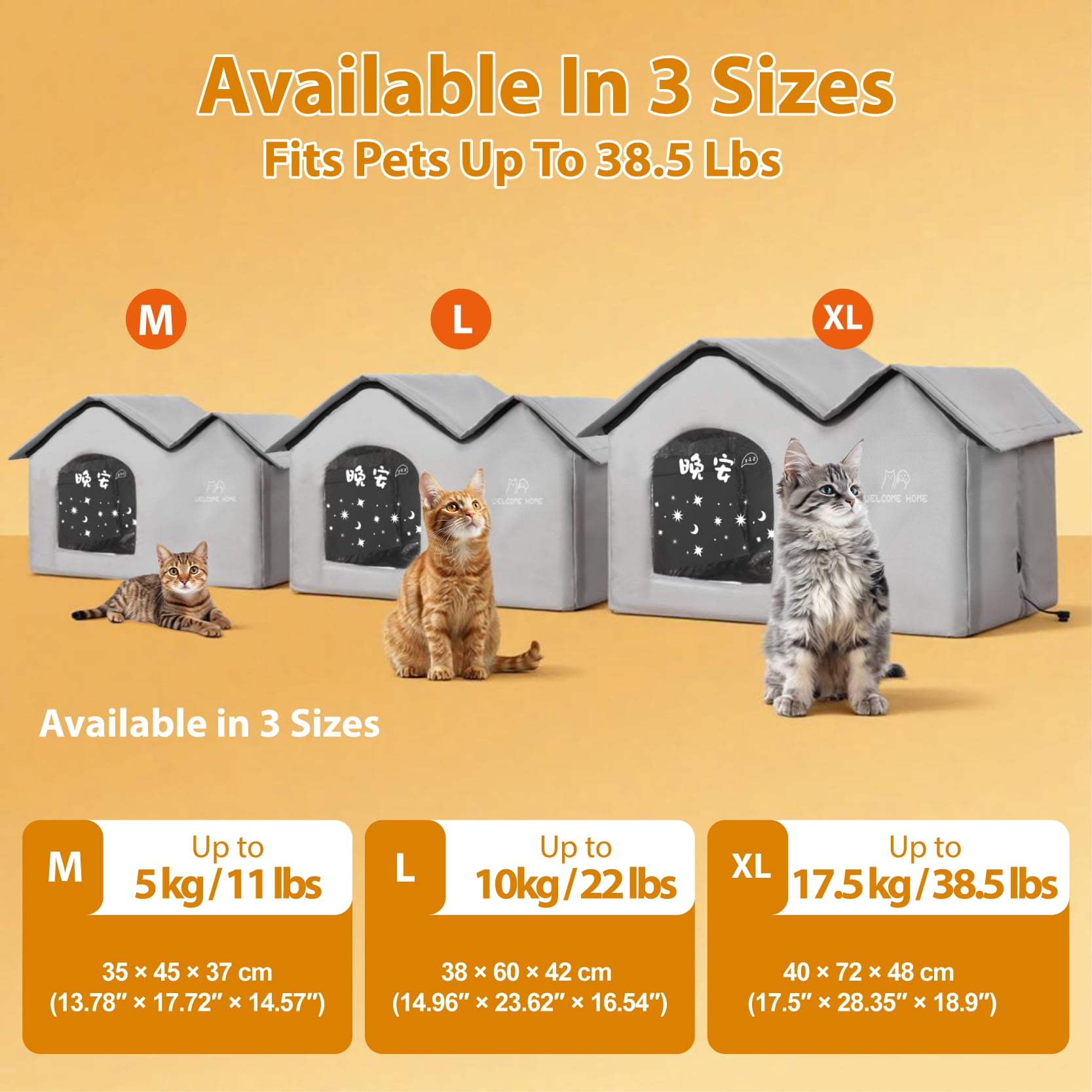 2-in-1 Heating & Cooling Pet House: Foldable 3-Size Cat/Dog Bed with USB Adjustable Temperature | Indoor Outdoor Comfort