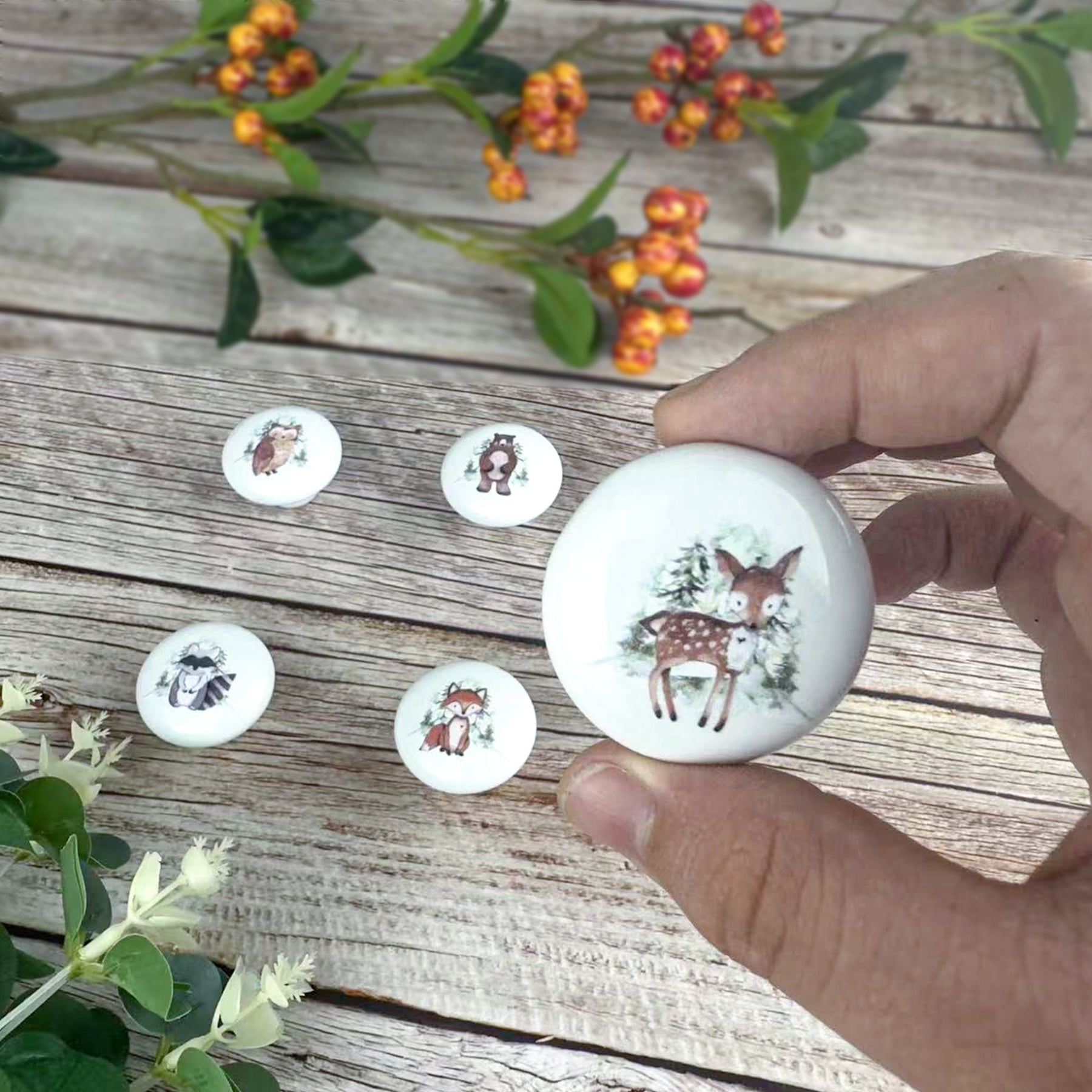Jamjam Set of 6 Ceramic Coastal Beach Starfish Themed Cabinet Dresser Knobs and Drawer Pulls Octopus Door Handle 1.5 X 1.5 Inches