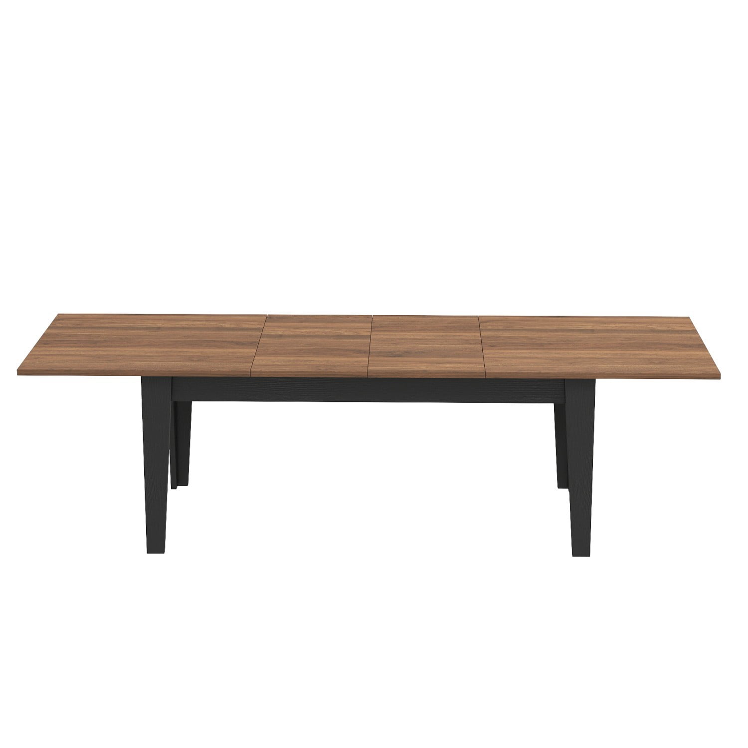 106.3" Extendable Dining Table, Large Woodgrain Kitchen Table with Expandable Design, Modern Rectangular Dining Room Table for Family Meals, Office, Study & Gathering Spaces, Walnut&black