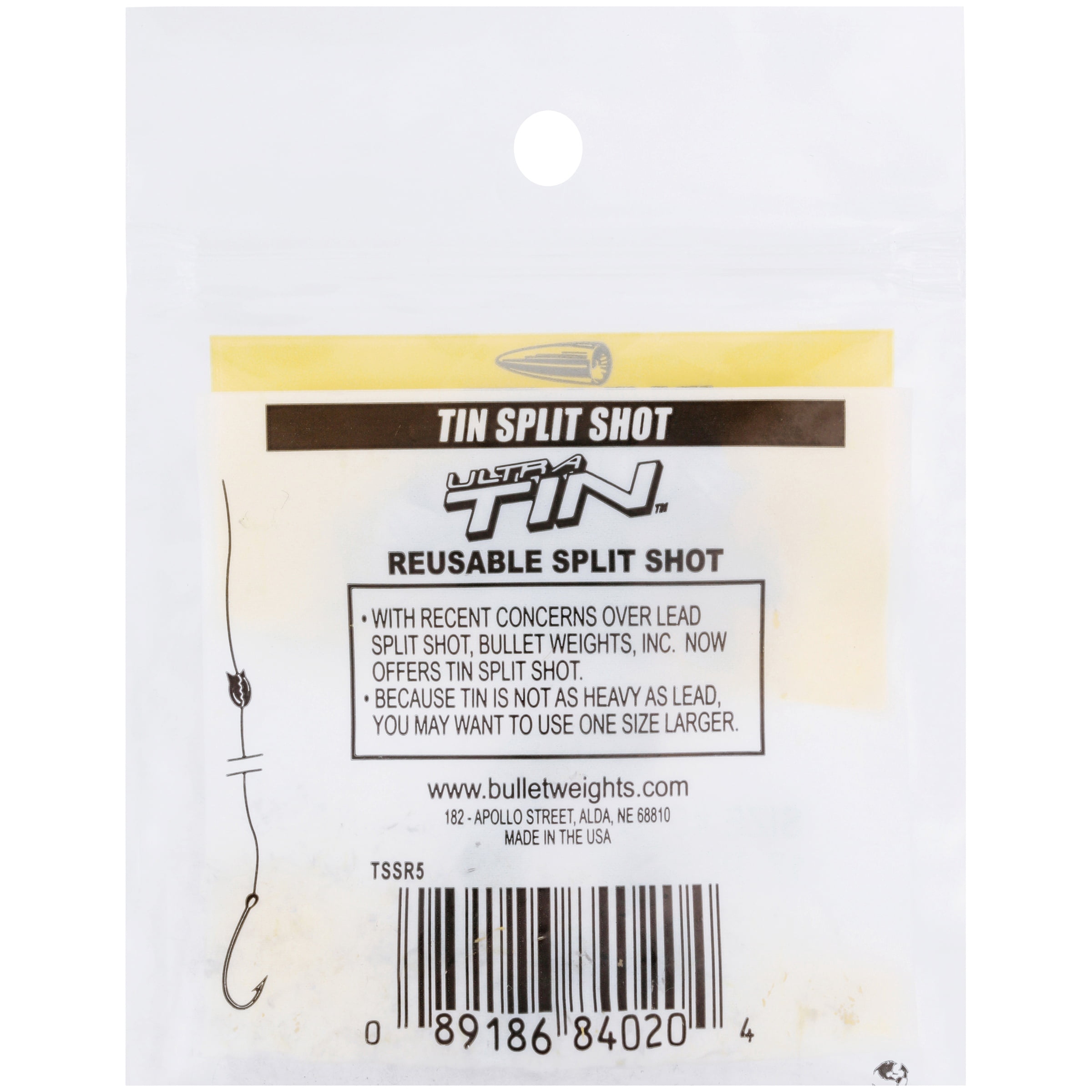 Bullet Weights® Ultra Tin™ Split Shot #5, 17 Pieces
