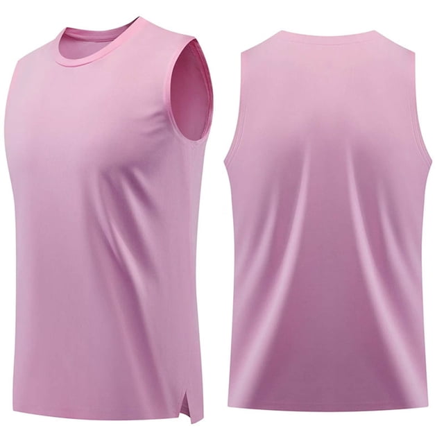 Camiseta sin mangas de cuello redondo para hombre, color liso, transpirable, cuello redondo, sin mangas, chaleco de entrenamiento, blusas, camisas, blusa de poliéster para hombre