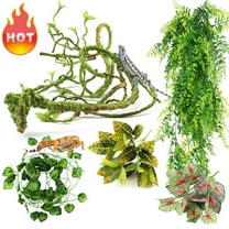 Reptile Plants, Terrarium Hanging Plant Vines Artificial Leaves Reptile Hide, Leopard Gecko Tank Accessories, Terrarium Decorations for  Geckos Chameleon