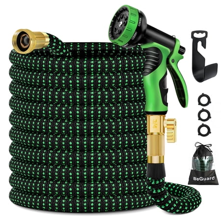Expandable Garden Hose 75ft Upgraded,Flexible Lightweight Water Hose with 10 Way Spray Nozzle,Durable 4-Layer Latex Core,3/4” Solid Brass Fittings,Easy Store No Kink Leakproof Expanding Pipe