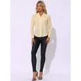 thumbnail image 3 of DARING DIVA Stand Collar Metallic Dots Stars Blouses Tops XL Beige, 3 of 6