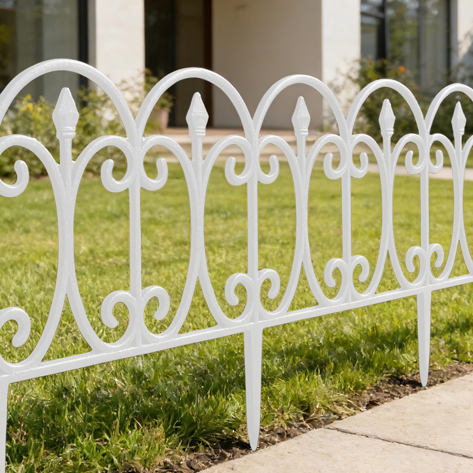 Plastic Garden Picket Fence 5-Pack, Modular Lawn and Flowerbed Edging, Decorative Yard Border, Outdoor Garden Barrier Set, Protective Fence Panels, Landscaping Divider Accessories