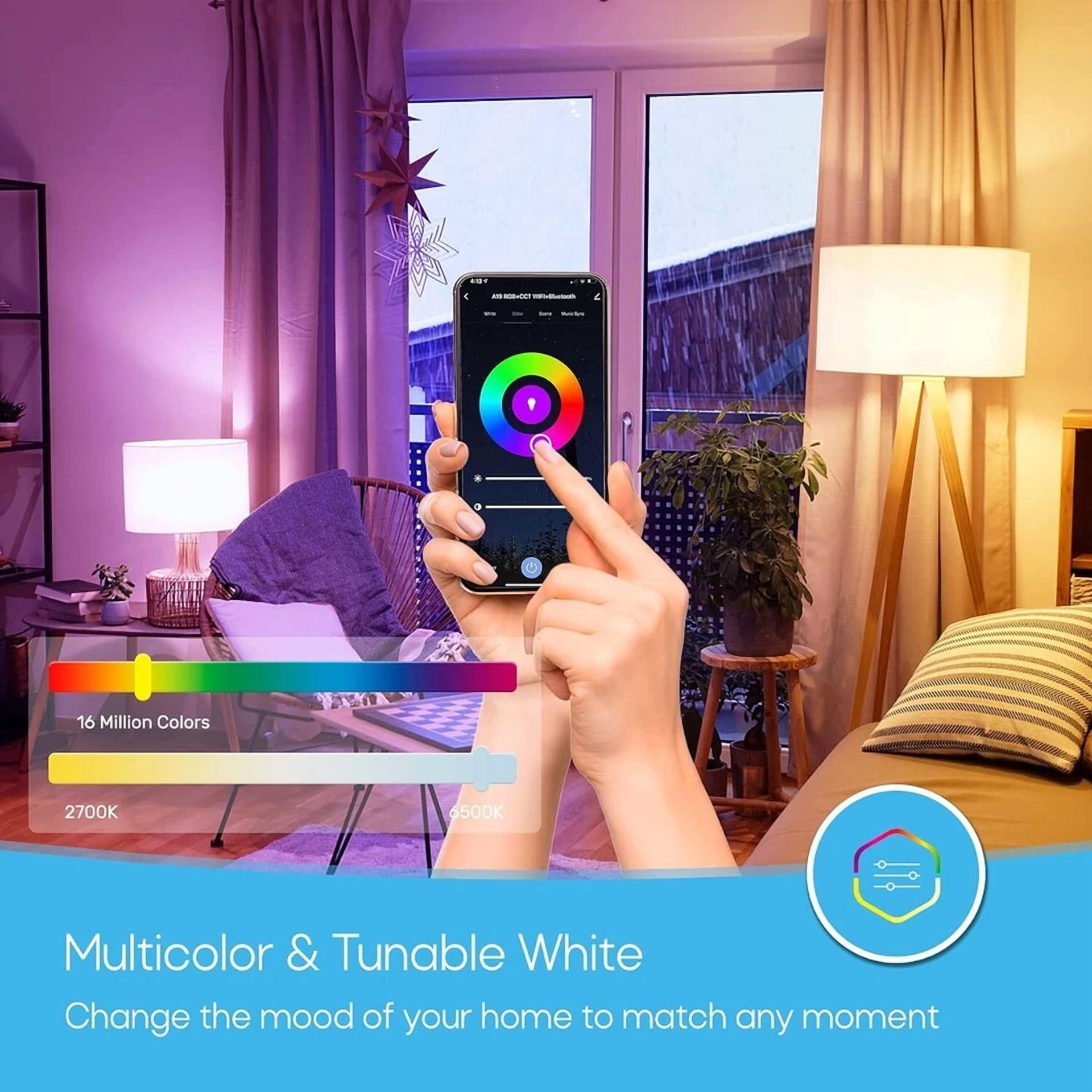 2 Pc Wifi Smart Candle Led Light Bulbs E12 5W Dimmable Rgb Color Changing Bulb